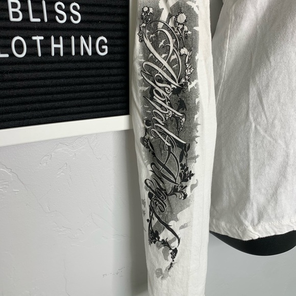 Hot Leather White Long Sleeve Asphalt Angle Gray Graphic Shirt Size 2XL - Picture 5 of 16